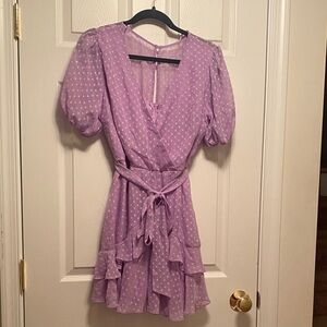 B Darlin Lavender Polka Dot Girls Dress…size 7/8